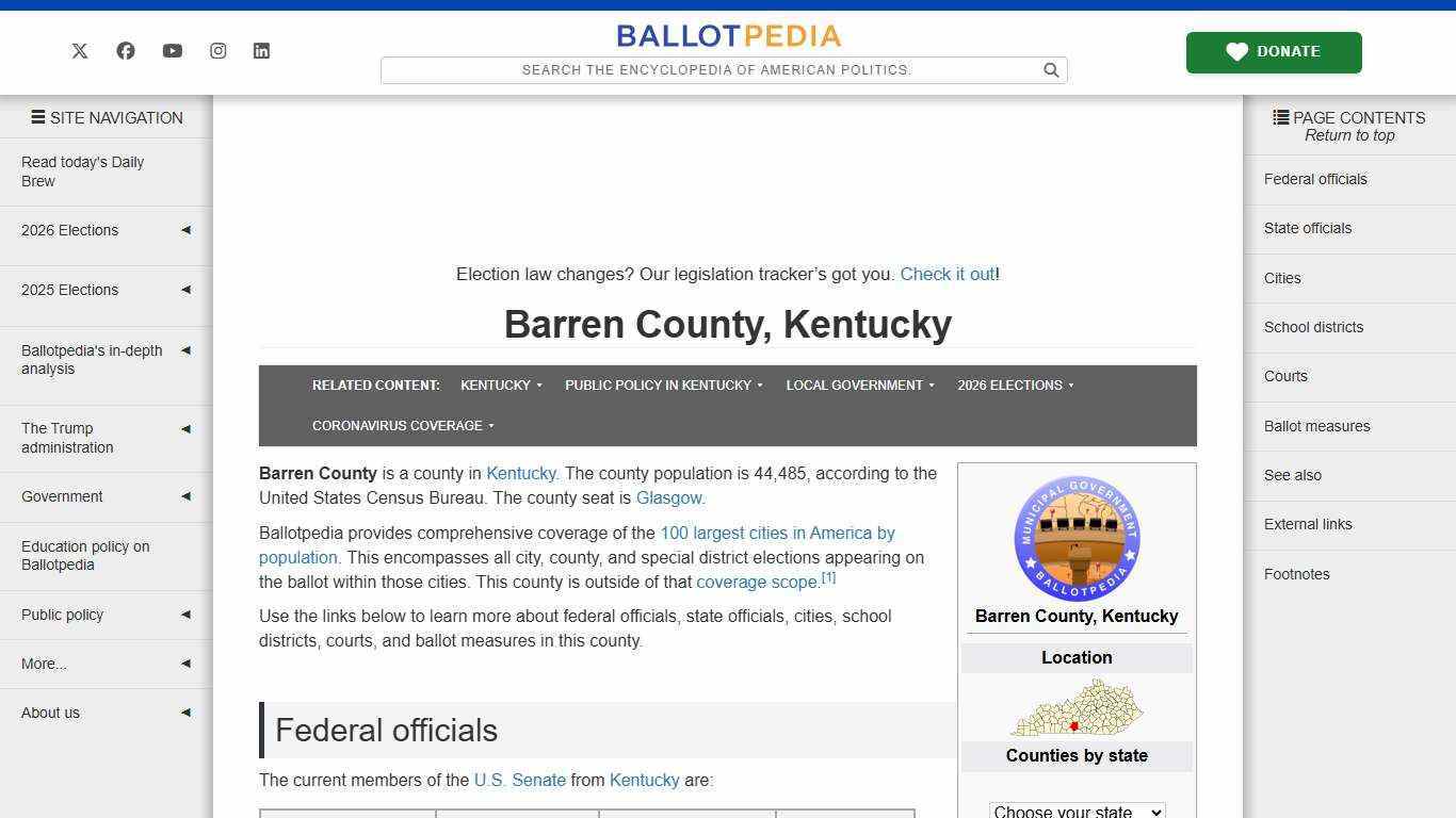 Barren County, Kentucky - Ballotpedia