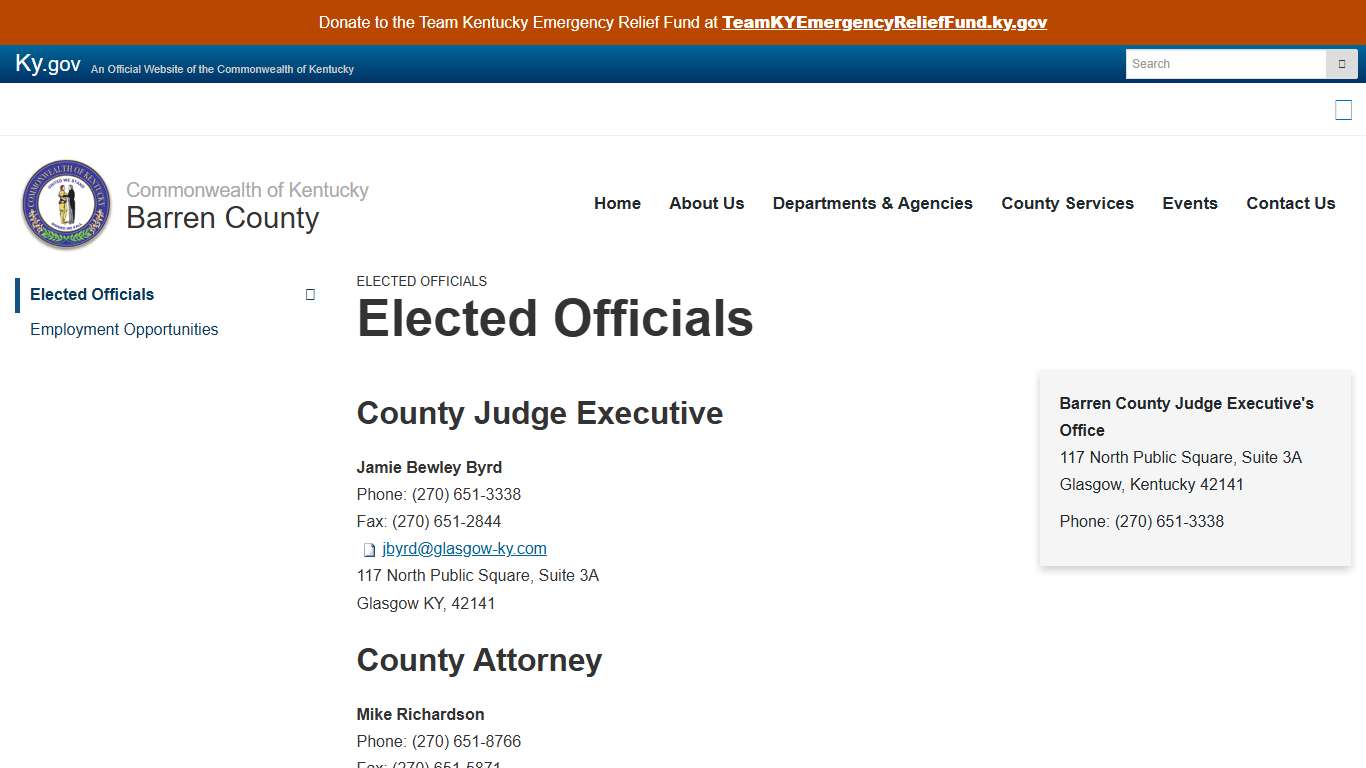 Elected Officials - Barren County